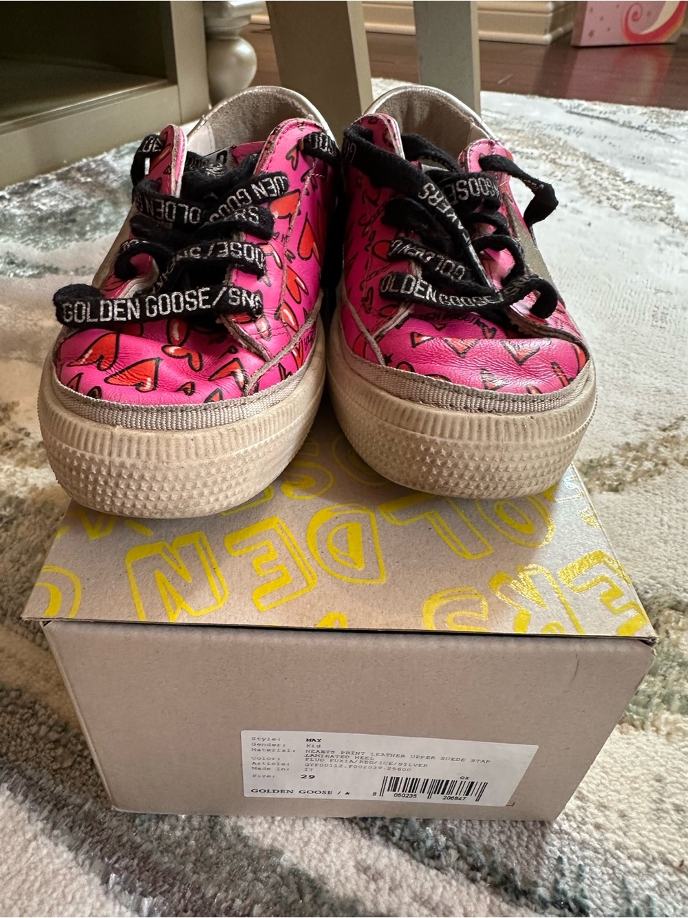 Golden Goose Kids Pink Heart-Print Platform Sneakers